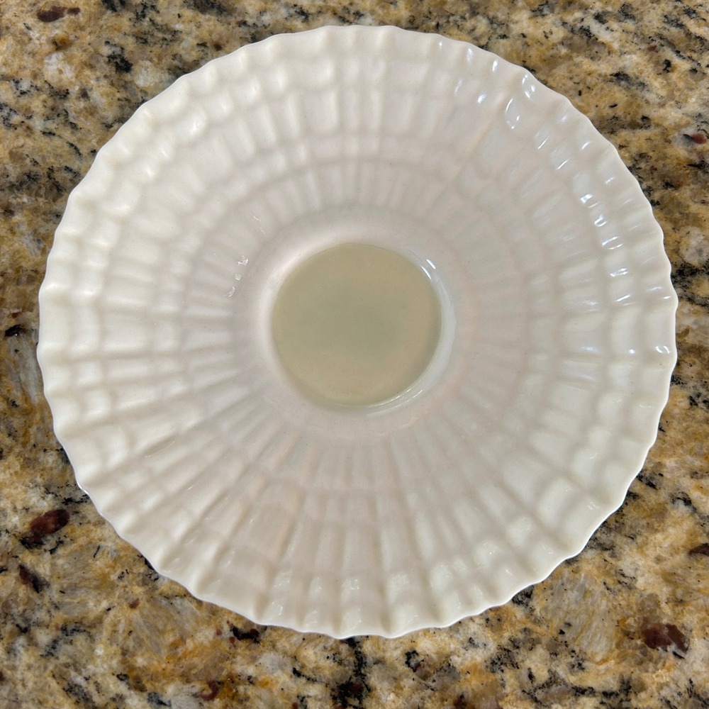 Belleek Neptune Saucer 5.5" Cream Green Mark Shell Pattern Irish Parian China